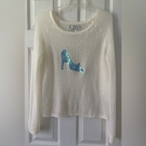 LC Lauren Conrad White Glass Slipper Sweater